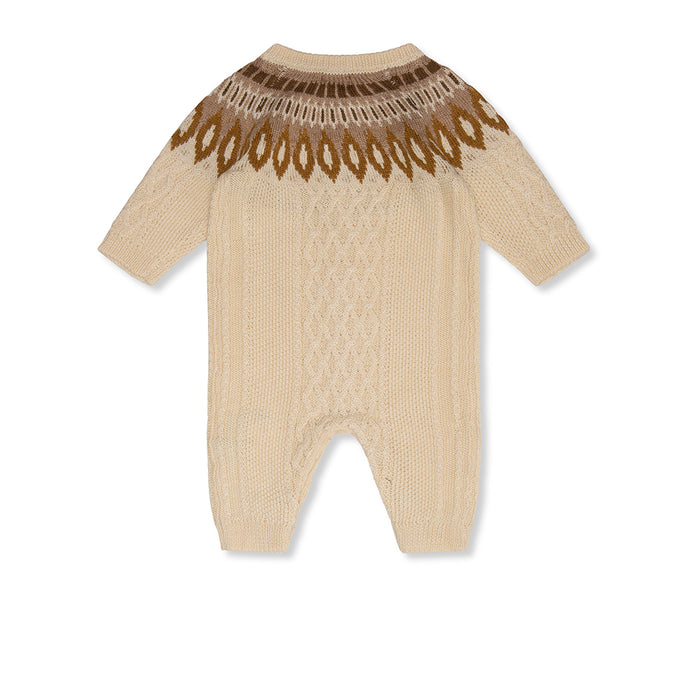 Eeley Knitted Jumpsuit - 3m to 12m - Angora Cream par MINI A TURE - MINI A TURE | Jourès