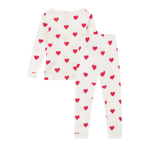 Organic Cotton 2-pce Pyjamas - 2Y to 6Y - Hearts par Petit Bateau - Pajamas | Jourès