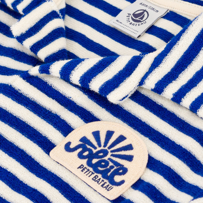 Polo Shirt - 3Y to 6Y - Blue / Avalanche Stripes par Petit Bateau - T-shirts, sweaters & cardigans | Jourès