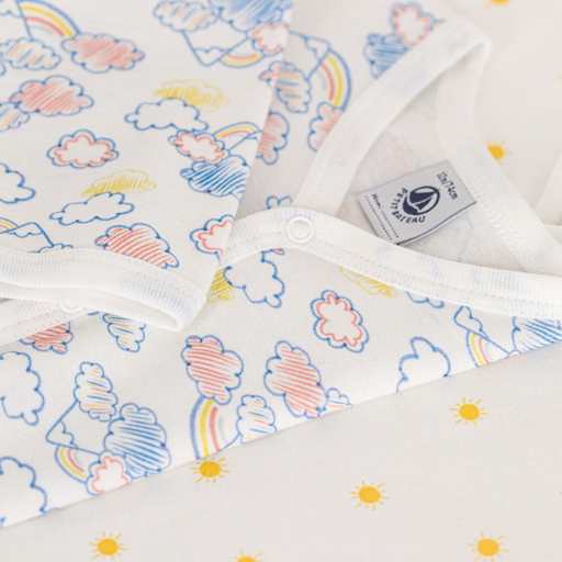 Organic Cotton Dors-Bien Pyjamas - Set of 2 - 1m to 6m -Drawings / Sunshine par Petit Bateau - Baby Shower Gifts | Jourès