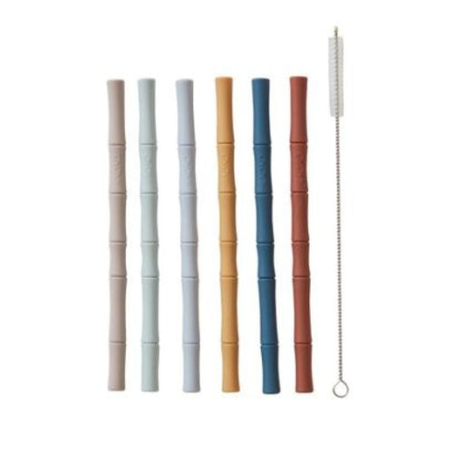 Paille bambou en silicone - Ens. de 6 - Couleurs froides par OYOY Living Design - OYOY MINI - Biberons et repas | Jourès
