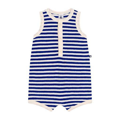 Sleeveless one piece - 3m to 36m - Blue Stripes par Petit Bateau - Clothing | Jourès