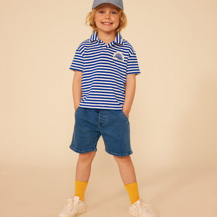 Polo Shirt - 3Y to 6Y - Blue / Avalanche Stripes par Petit Bateau - T-shirts, sweaters & cardigans | Jourès