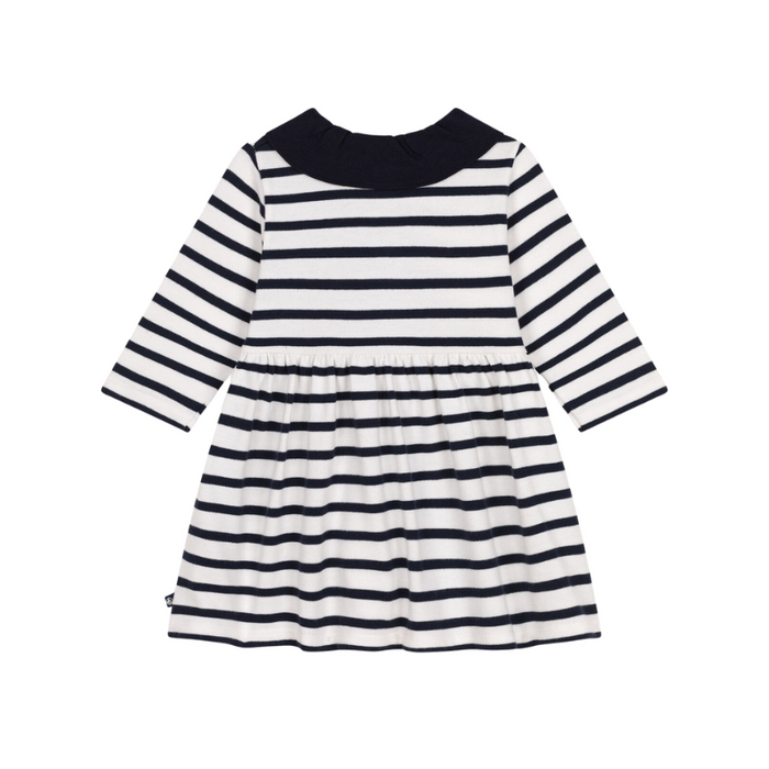 Striped Dress - 6m to 36m - Smoking / Marshmallow par Petit Bateau - Special Occasions | Jourès