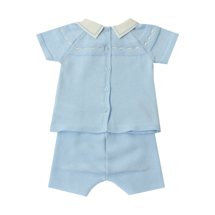 Ensemble pour nouveau-né à manches courtes - 1m à 3m - Bleu poudre par Dr.Kid - Pantalons & Shorts | Jourès