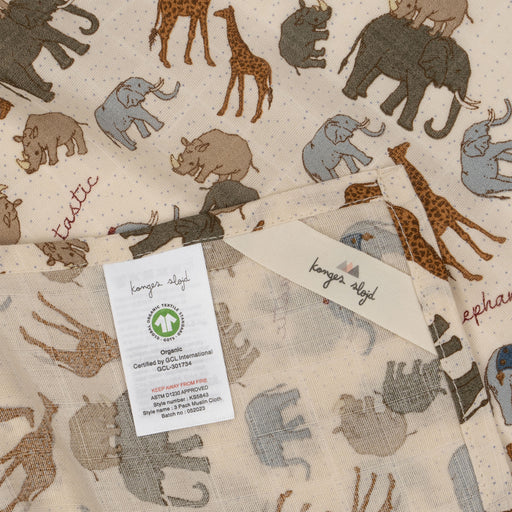 Couvertures d'emmaillotage en mousseline - Ens. de 3 - Elephantastic par Konges Sløjd - Expédition Safari  | Jourès