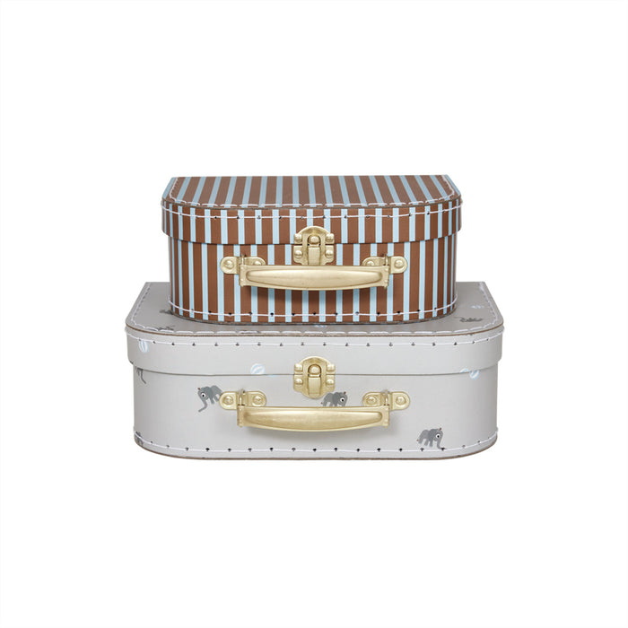Mini Suitcase Elephant & Stripe - Set of 2 par OYOY Living Design - Expédition Safari  | Jourès