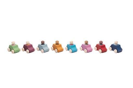 Voitures en bois avec mini figurines - Ens. de 8 par Lubulona - Voitures et véhicules | Jourès