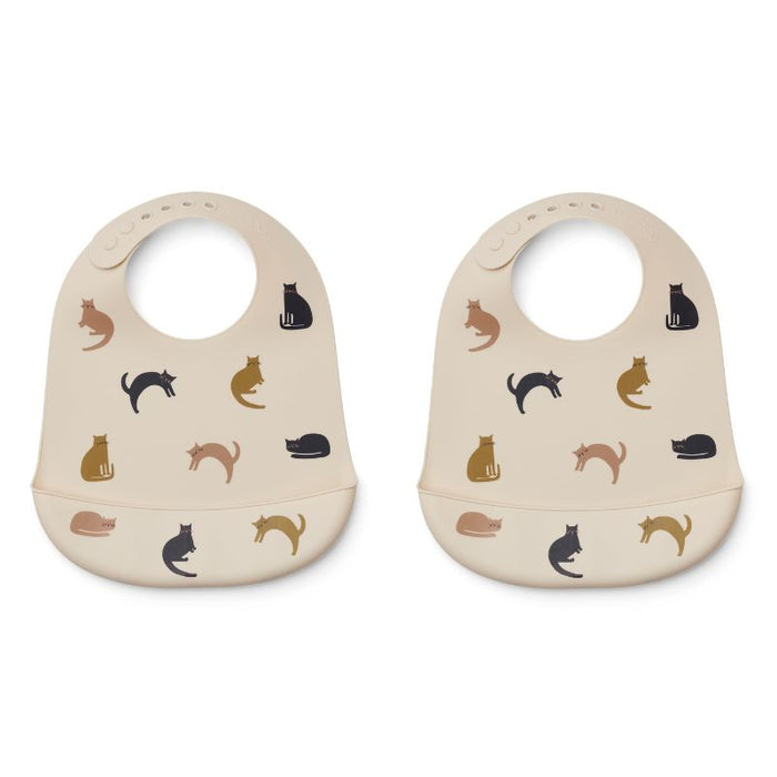 Tilda Silicone Bibs - Pack of 2 - Miaw / Apple blossom par Liewood - The Flower Collection | Jourès