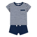 Short and T-Shirt Set - 1m to 36m - 2-pces -  Blue / Stripes par Petit Bateau - Pants & Shorts | Jourès