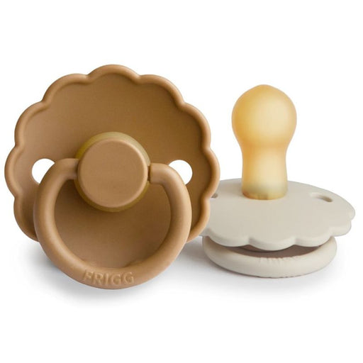 6-18 Months Daisy Silicone Pacifier - Pack of 2 - Cappuccino / Cream par FRIGG - Sleep time | Jourès