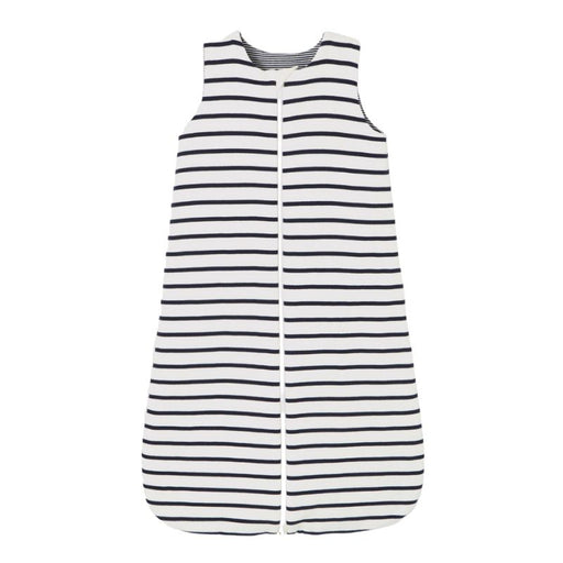 Striped Reversible Cotton Sleeping Bag - Eggshell/Abyss par Petit Bateau - Pajamas, Baby Gowns & Sleeping Bags | Jourès