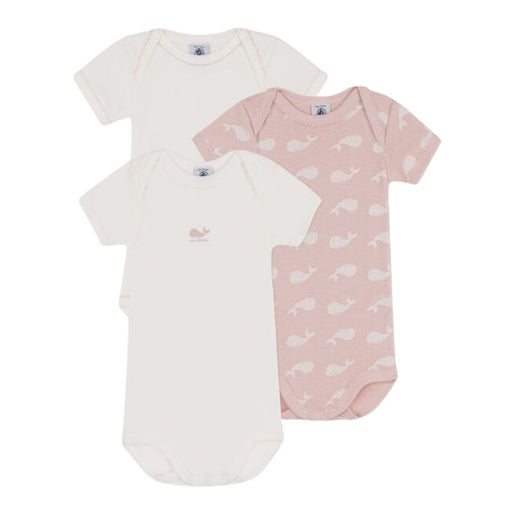 Short Sleeves Cotton Bodysuits - 3m to 24m - Pack of 3 - Pink Whales par Petit Bateau - Gifts $50 to $100 | Jourès