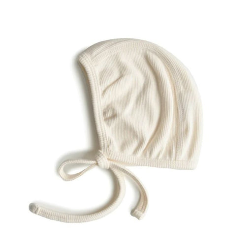 Ribbed Newborn Baby Bonnet - 0-3m - Ivory par Mushie - Mushie | Jourès