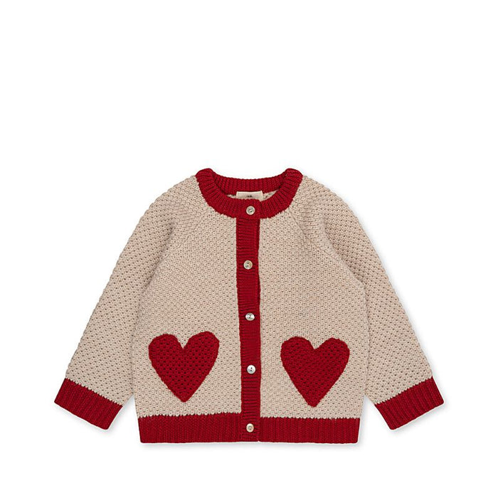 Arc Knit Cardigan - 12m to 3T - Heart mix par Konges Sløjd - T-shirts, sweaters & cardigans | Jourès