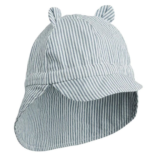 Gorm Reversible Seersucker Sun Hat - 0m to 2Y - Blue Wave / Creme de la creme par Liewood - Liewood - Clothes | Jourès
