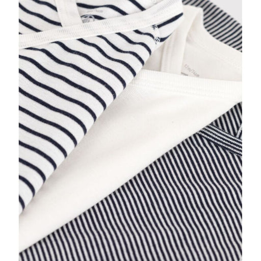 Short Sleeves Cotton Bodysuits - 1m to 12m - Pack of 3 - Stripes par Petit Bateau - Baby Shower Gifts | Jourès