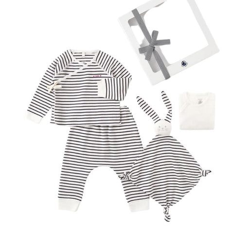 Baby Gift Set - 1m to 12m - Pack of 4 - Black Stripes par Petit Bateau - Gifts $50 to $100 | Jourès