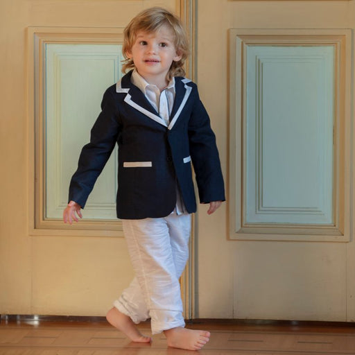 Mini veste en lin - 6m à 4T - Bleu marine par Patachou - Nouveautés  | Jourès
