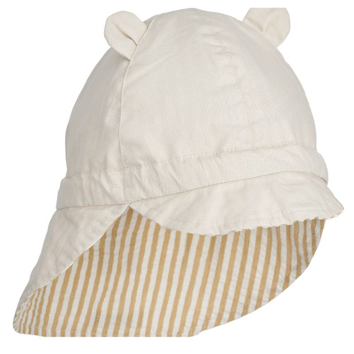 Gorm Reversible Seersucker Sun Hat - 0m to 2Y - Yellow mellow / Creme de la creme par Liewood - Sun hats | Jourès