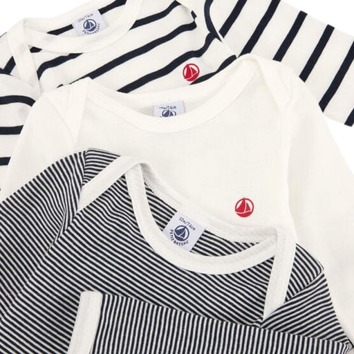Long Sleeves Cotton Bodysuits - Newborn to 12m - Pack of 3 - Stripes par Petit Bateau - Gifts $50 or less | Jourès