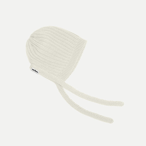Tuque en laine mérinos pour bébé - 6m à 18m - Ecru par Caribou - La collection noir & blanc | Jourès