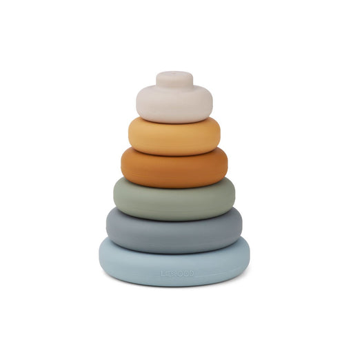 Silicone Stacking Tower - Blue multi mix par Liewood - Stacking Cups & Blocks | Jourès