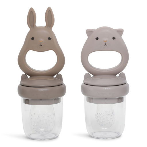 Fruit Feeding Pacifier - Set of 2 - Bunny & Cat - Lilac/Shiitake par Konges Sløjd - Pacifiers & Pacifiers Case | Jourès