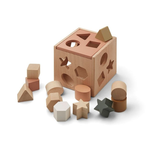 Cube casse-tête en bois Mark - Formes géométriques/Rose toscane Multi mix par Liewood - Jeux de construction | Jourès