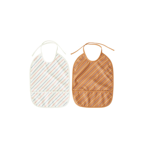 Striped Bibs - Pack of 2 - Caramel / Mellow par OYOY Living Design - OYOY MINI - Sleeveless Bibs | Jourès