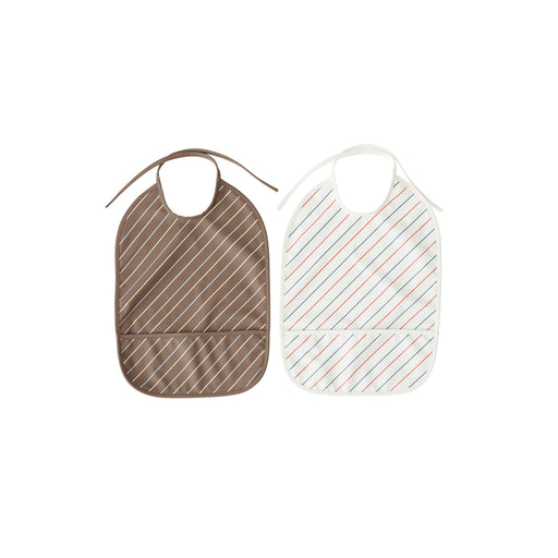Striped Bibs - Pack of 2 - Choko / Mellow par OYOY Living Design - OYOY MINI - Sleeveless Bibs | Jourès