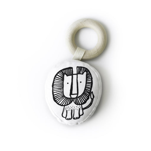 Organic teether with wooden ring - lion par Wee Gallery - The Black & White Collection | Jourès