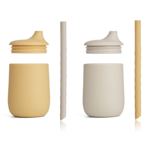 Ellis Sippy Cup with Straw - Pack of 2 - Jojoba/Sea Shell mix par Liewood - Tableware | Jourès