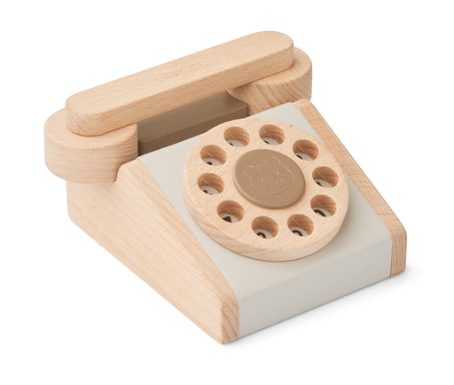 Selma Classic Wooden Phone - Oat/Sandy mix par Liewood - Imitation Games | Jourès