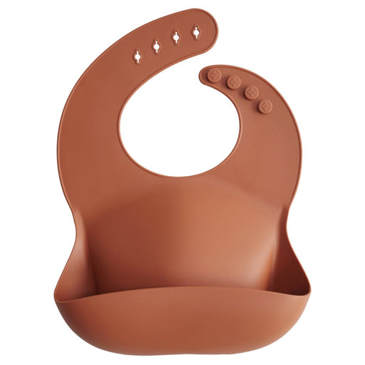 Adjustable waterproof silicone Baby Bib - Clay par Mushie - The Black & White Collection | Jourès