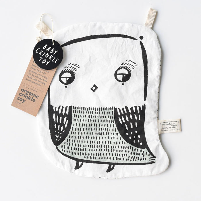 Organic Crinkle Toy - Owl par Wee Gallery - The Black & White Collection | Jourès