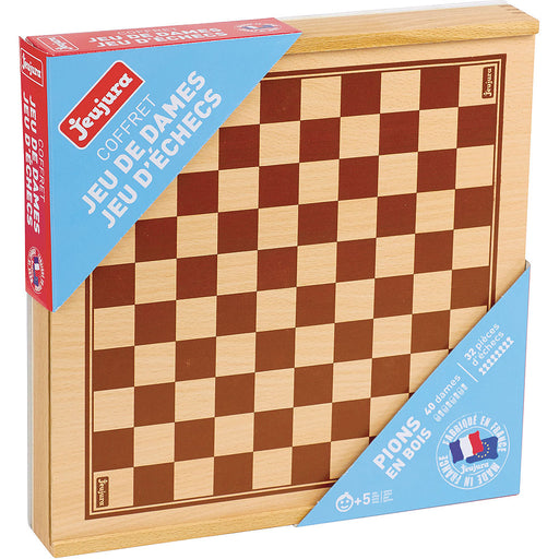 Coffret en bois - Jeux de dames et échecs  par Jeujura - Enfants - 3 à 6 ans | Jourès