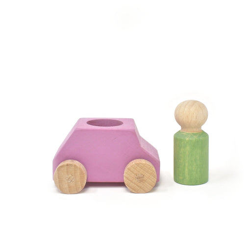 Petite Voiture en bois Avec Figurine - Rose par Lubulona - Lubulona | Jourès