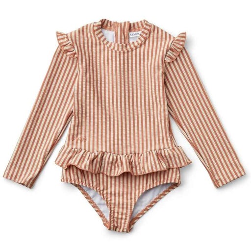 Sille Swim Jumpsuit Seersucker - Stripe/Tuscany Rose/Sandy par Liewood - Swimsuits & Sun Hats | Jourès