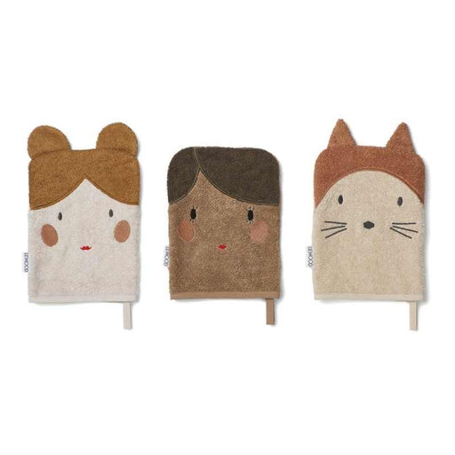 Sylvester Washcloths - Pack of 3 - Doll/Sandy Mix par Liewood - Towels and Washcloths | Jourès