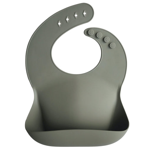 Adjustable waterproof silicone Baby Bib - Silver Sage par Mushie - The Black & White Collection | Jourès