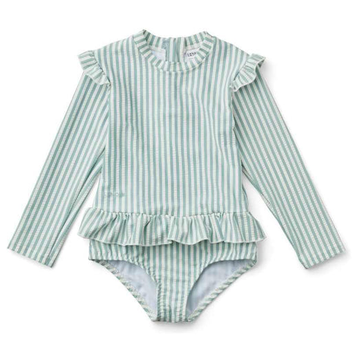 Sille Swim Jumpsuit Seersucker - Stripe/Sea Blue/White par Liewood - Swimsuits & Sun Hats | Jourès