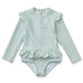 Sille Swim Jumpsuit Seersucker - Stripe/Sea Blue/White par Liewood - Swimsuits & Sun Hats | Jourès