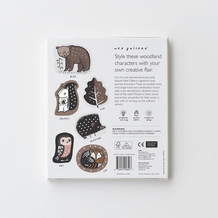 Lacing Cards - Woodland Animals par Wee Gallery - The Black & White Collection | Jourès