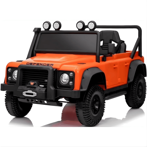 12V Orange Land Rover Defender 1-Seater AWD Ride-on Truck W/ Rubber Wheels, Music Player & RC par Kids Vip - Produits | Jourès
