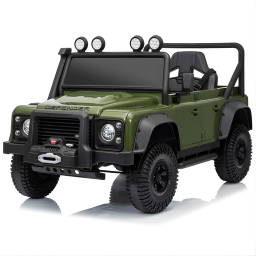 12V Green Land Rover Defender 1-Seater AWD Ride-on Truck W/ Rubber Wheels, Music Player & RC par Kids Vip - Produits | Jourès
