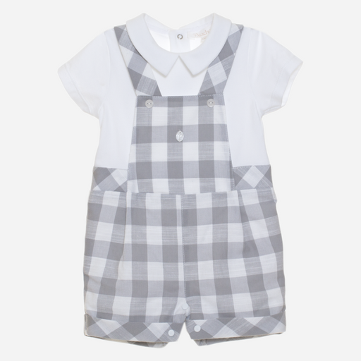 Newborn romper set 3m to 12m Grey check par Patachou Jourès