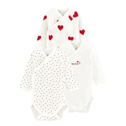 Special 2 packages : Hearts + Stripes Long sleeves Cotton Bodysuits par Jourès - Newborn | Jourès