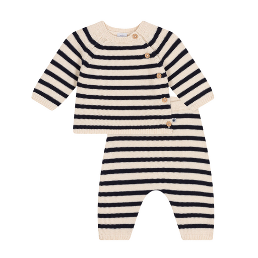 Coton Set - 3m to 18m - 2-pces - Smoking / Stripes par Petit Bateau - Clothing | Jourès