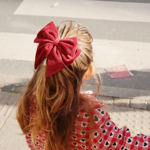 Boucle pour cheveux en velour Bownie - Jolly Red par Konges Sløjd - Retour à l'école | Jourès